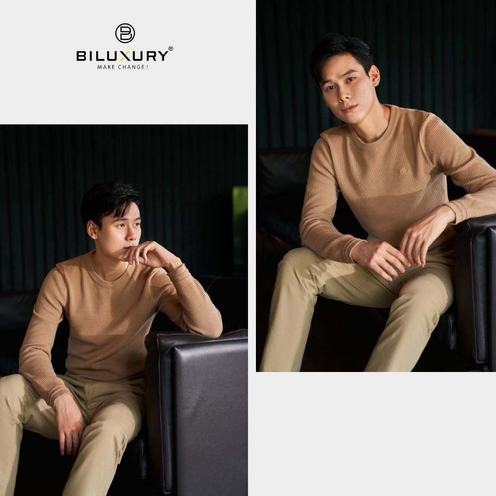 Áo len nam dài tay Biluxury 6ALRB001BEV thiết kế tối giản phom hơi ôm mang lại vẻ ngoài trẻ trung khỏe khoắn