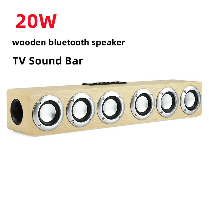 20W TV Bằng Gỗ Âm Thanh Thanh Trung Tâm Âm Thanh Loa Bluetooth Hệ Thống Rạp Hát Tại Nhà Loa Siêu Trầm Soundbar Có Đài FM Caixa De Som Color: Yellow wood grain