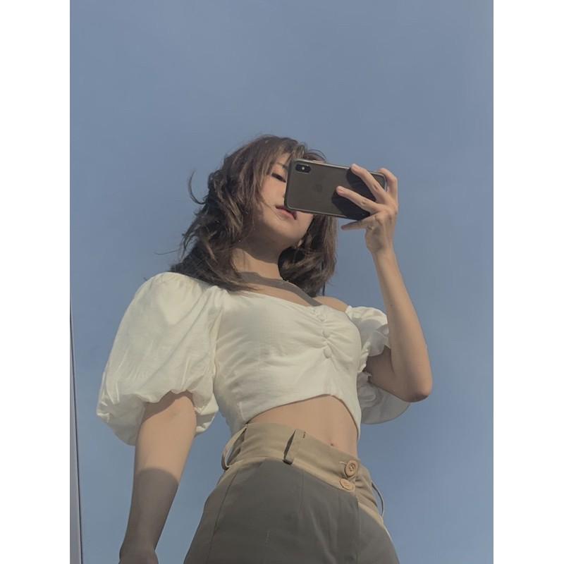 Áo croptop tay bồng Secode mặc 2 kiểu đều được