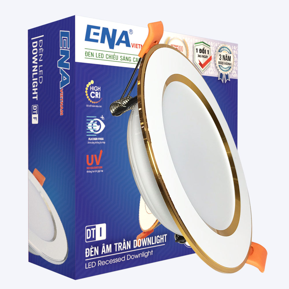 Đèn âm trần downlight ENAVietnam DTF 5W 7W 9W 12W 15W 18W 24W viền vàng viền bạc