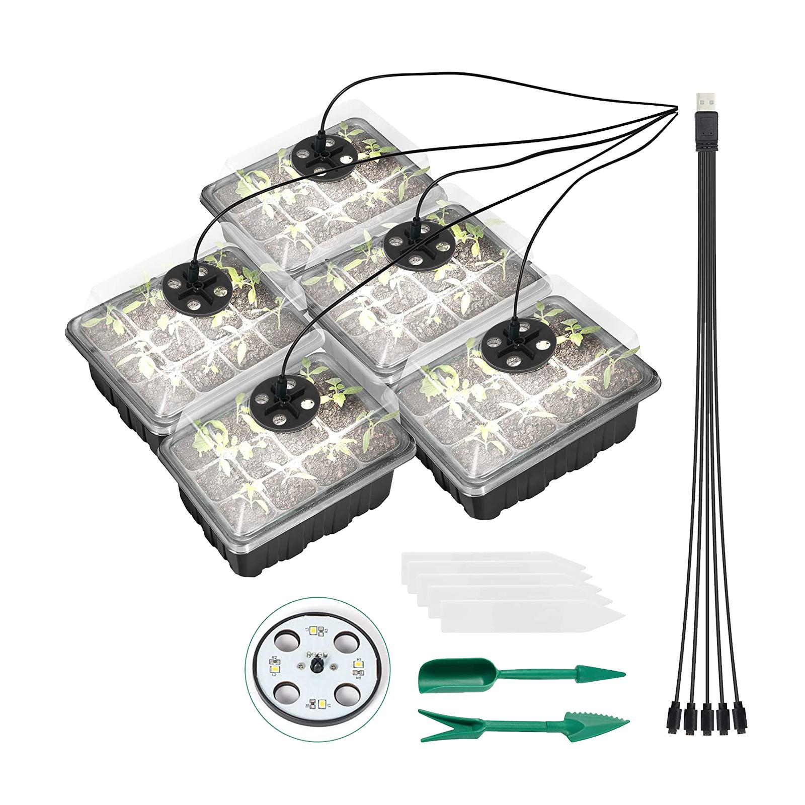 Set 5 Khay Trồng Cây Kèm Đèn Và Công Cụ Nhân Giống