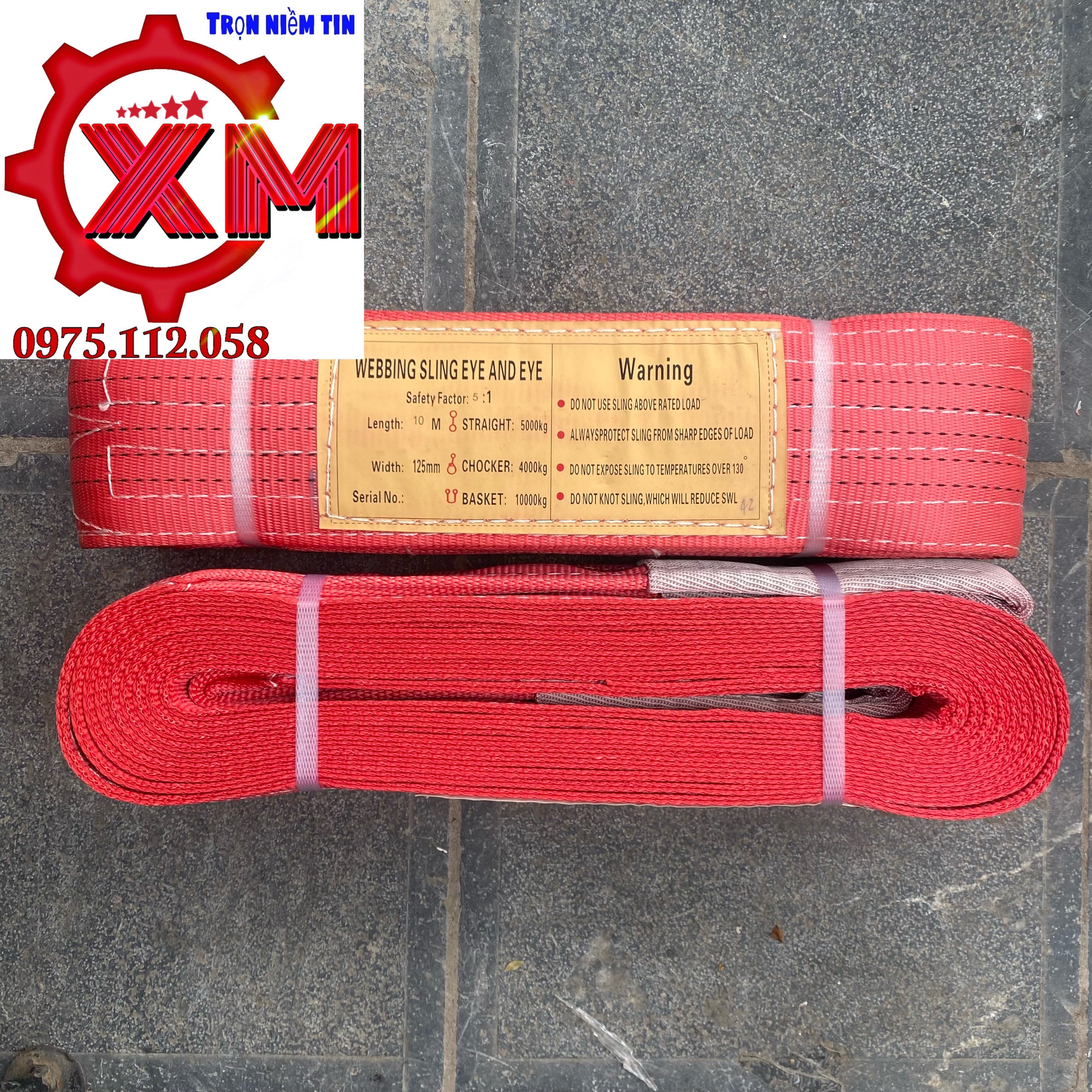 Dây cáp vải cẩu hàng 5 tấn bản 125mm - Hệ số 5:1