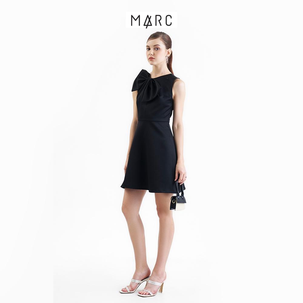 Đầm nữ MARC FASHION form A sát nách cổ tròn phối nơ FASH102022