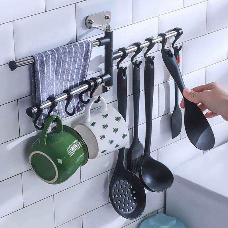 Giá Treo Dụng Cụ Nhà Bếp Kèm 10 Móc Chữ S Tiện Lợi