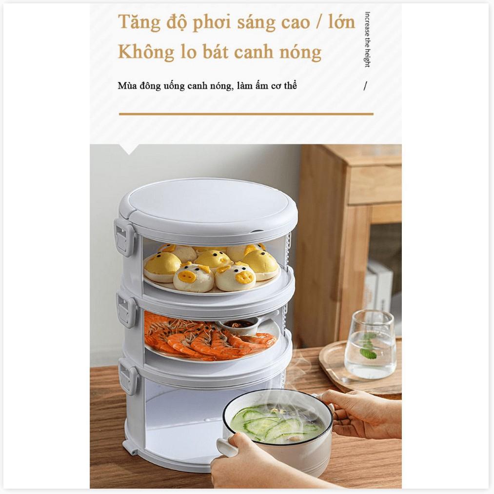 Chiếc lồng Vegetable Cover giữ nhiệt thức ăn xách tay, thiết kế khóa (3 tầng)