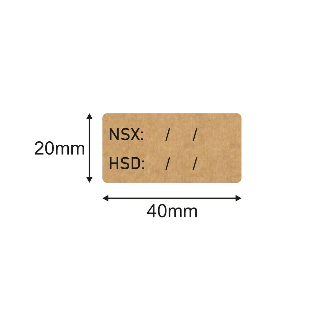 Hạn sử dụng (HSD) tem nhãn in, giấy Kraft Sticker label_100pcs
