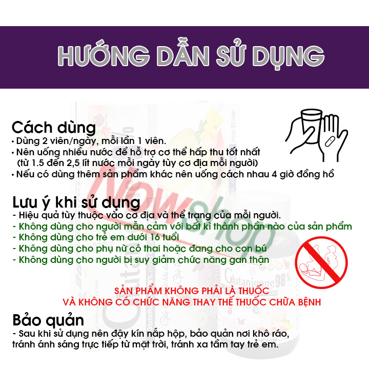 Viên uống làm đẹp Glutanionne 98% hỗ trợ làm trắng cải thiện sạm nám ngăn ngừa lão da hóa hiệu quả