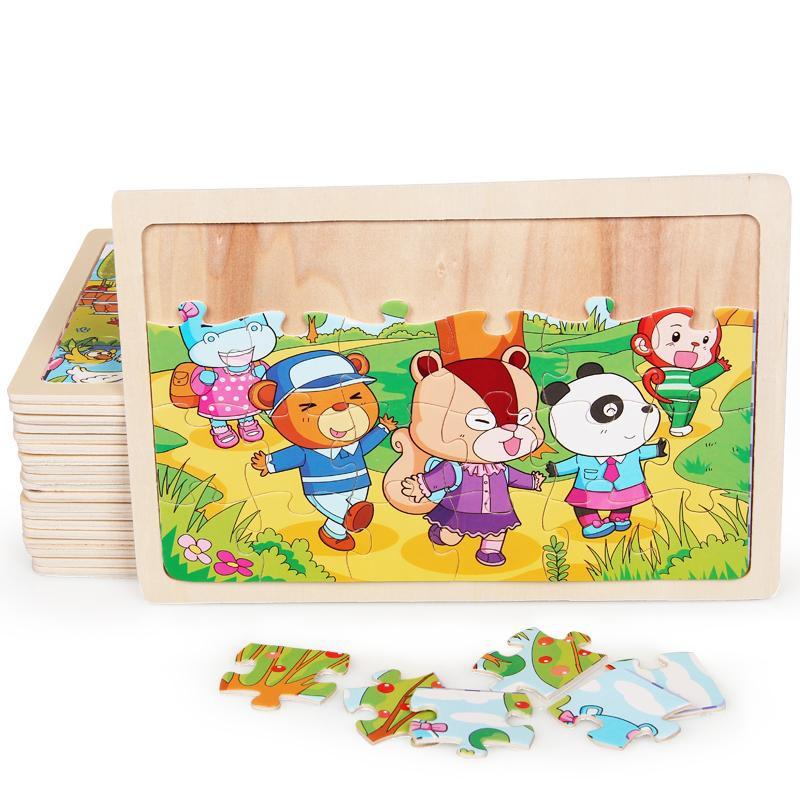 Đồ chơi Puzzle ghép hình 24 chi tiết - Tranh xếp hình gỗ cho bé 15x 22.5 cm