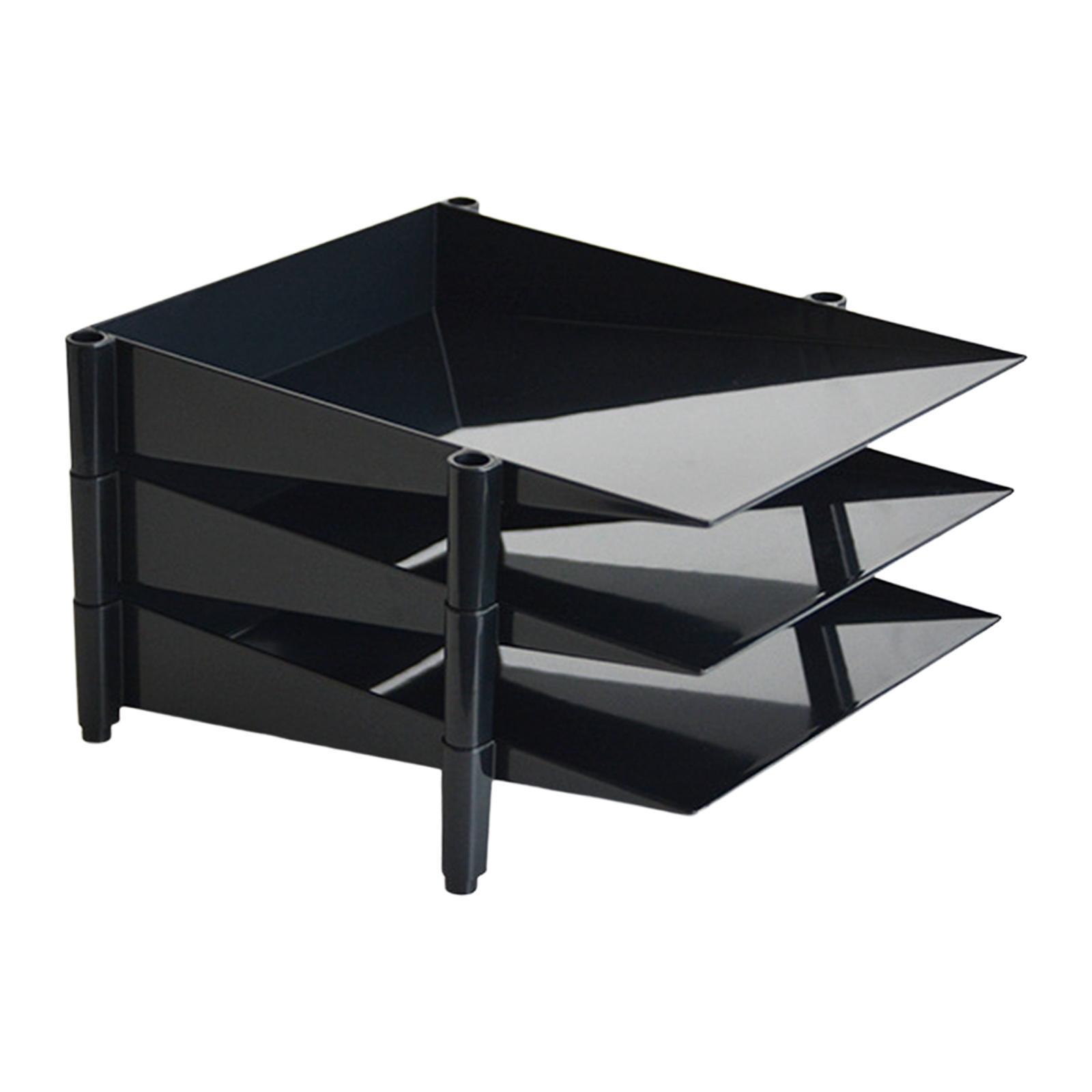 File Document Holder Paper Shelves Sorter Stackable Black