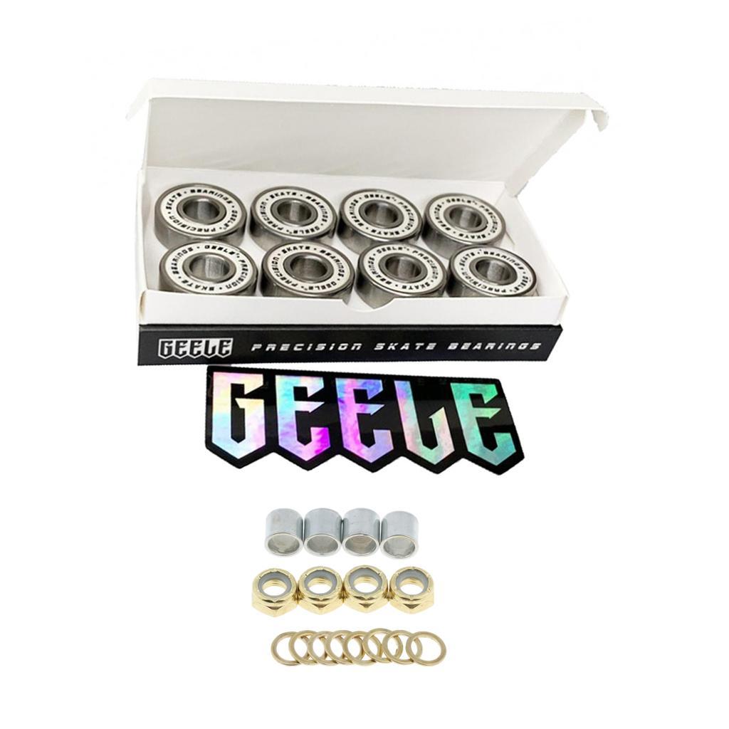 Skateboard Bearings w Bearing Spacer Nuts Axle Speed Washers Hardware Part
