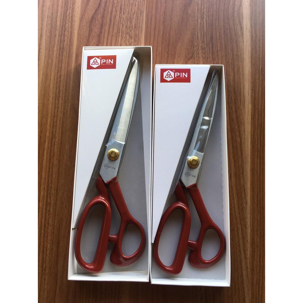 Kéo cắt vải Pin cán ĐỎ lưỡi trắng loại cao cấp có size 11inch và 12inch .