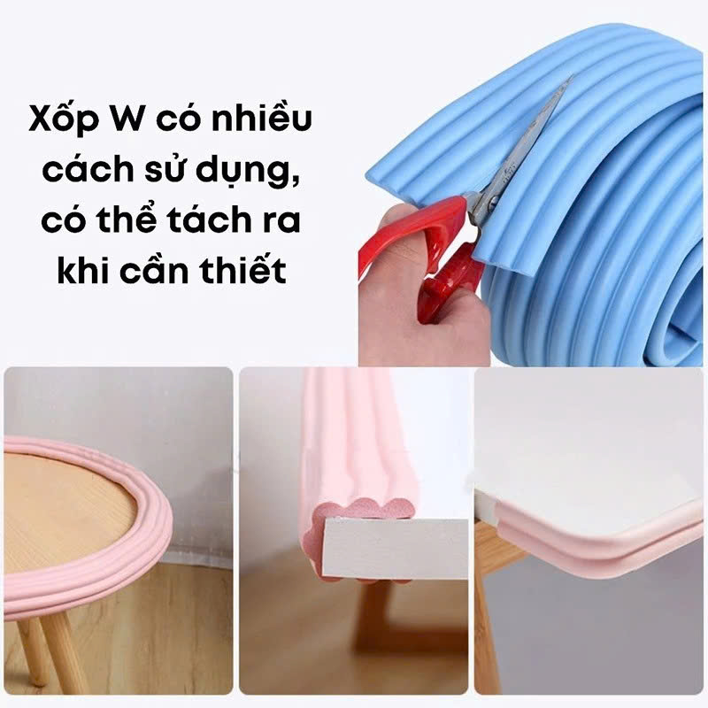 Cuộn xốp bọc cạnh bàn bịt góc chữ W bảo vệ chống sốc chống va chạm êm dày DÀI 2 MÉT Bọc Cạnh Bàn Ghế Giường Tủ Bảo Vệ Trẻ Em Dây Bọt Biển Tránh Va Đập Góc Cạnh Sắt Kèm Băng Dán - Hàng Loại 1- Chính Hãng KHÓA BẢO VỆ CÁC LOẠI