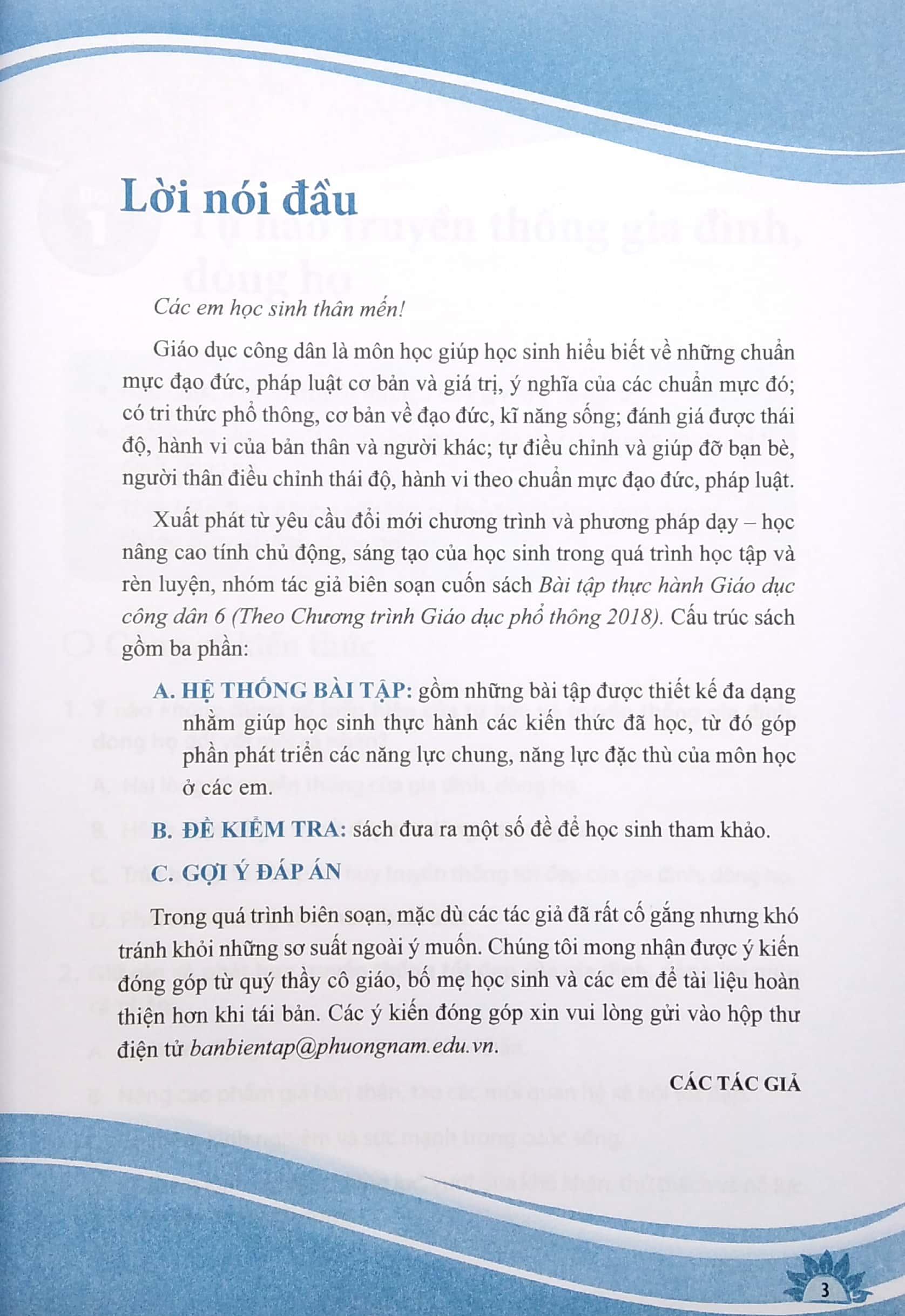 Bài Tập Thực Hành Giáo Dục Công Dân Lớp 6 (Theo Chương Trình Giáo Dục Phổ Thông 2018)