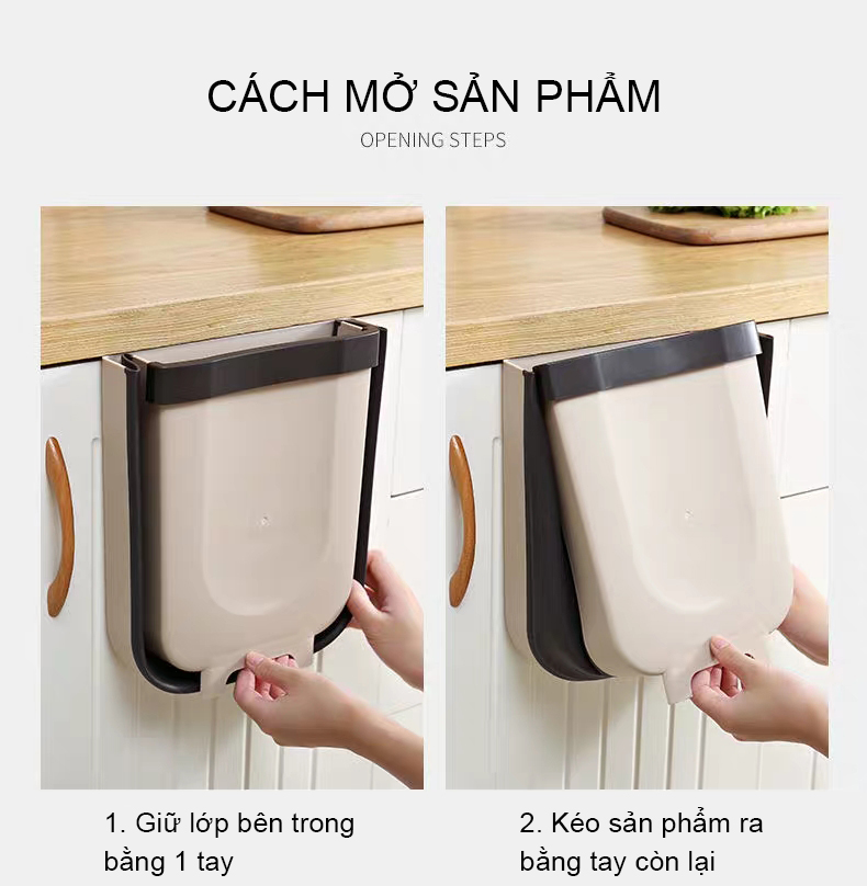 Thùng Rác Nhựa Treo Cửa Tủ Bếp Gấp Gọn Đa Năng | Loại To