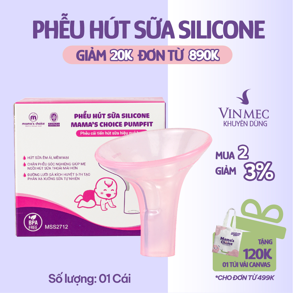 Phễu Hút Sữa Silicone Mama's Choice Pumpfit, Hứng Sữa Mẹ Êm Ái, Kiểm Định Quốc Tế, Tương Thích Máy Mede la Spectra Avent Fazt