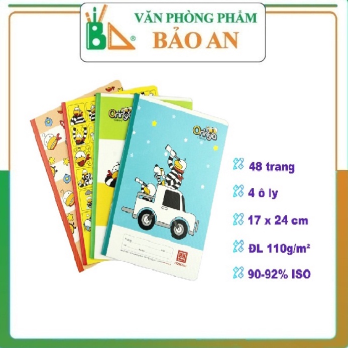 Vở 4 Ô Ly 48 Trang School Oringa Galaxy Độ Trắng Cao Thiết Kế Hình Ảnh Ngộ Nghĩnh, Dễ Thương, Màu Sắc Rực Rỡ Phù Hợp Xu Hướng. Giấy Có Độ Trắng Cao, Bề Mặt Giấy Láng Mịn