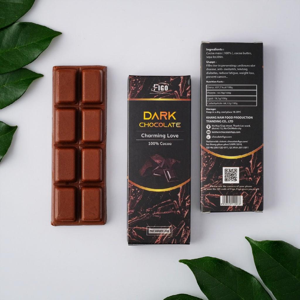 Dark Chocolate 100% cacao nguyên chất không đường 20gram FIGO VIET NAM