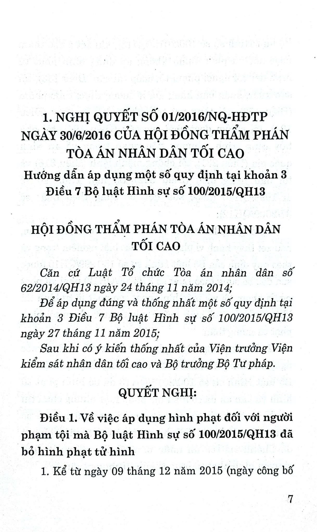 Văn bản pháp luật hướng dẫn thi hành và áp dụng Bộ luật hình sự hiện hành