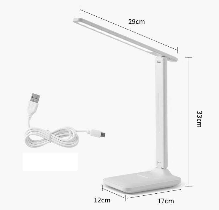 Đèn led chống cận, để bàn học sạc usb có kệ đựng bút hoặc điện thoại hình tròn - Hàng chính hãng