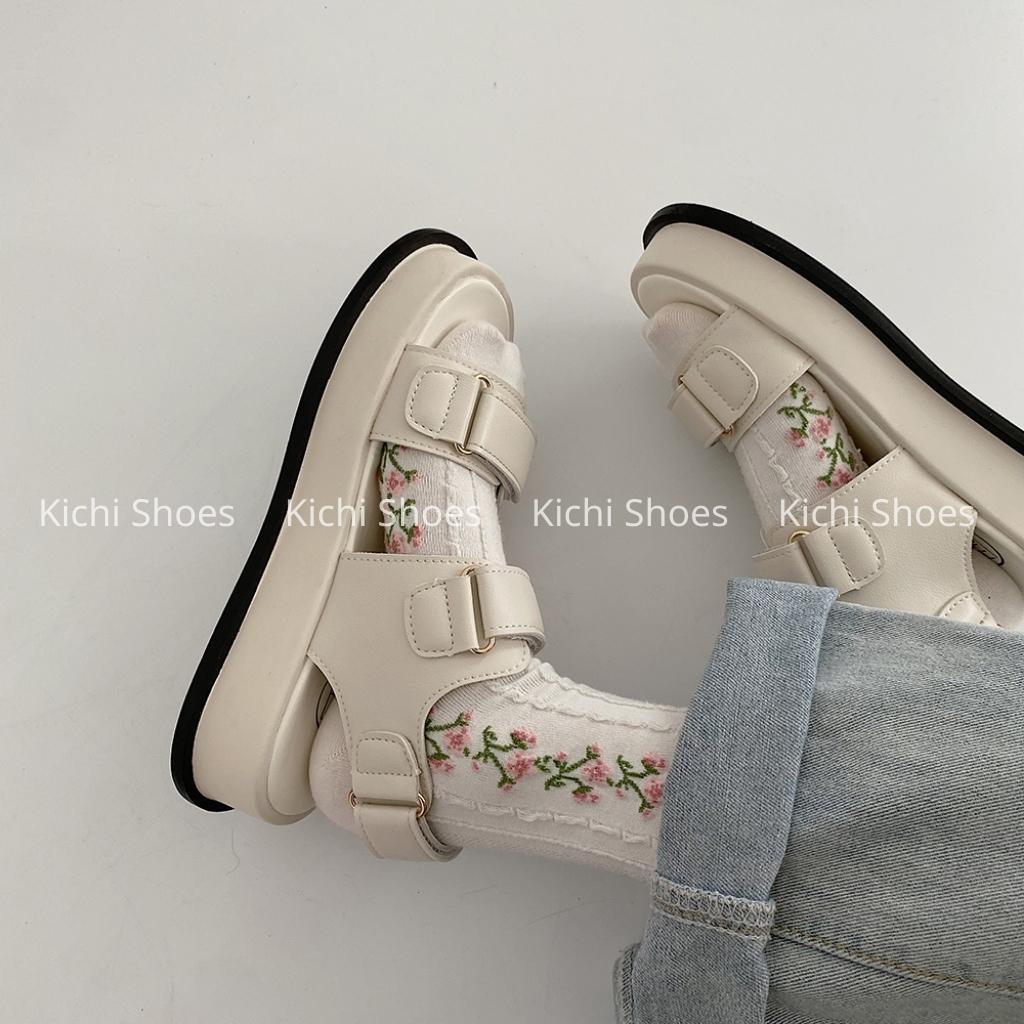 Sandal quai ngang 2022 dép quai hậu đi học phong cách ulzzang Kichi Shoes