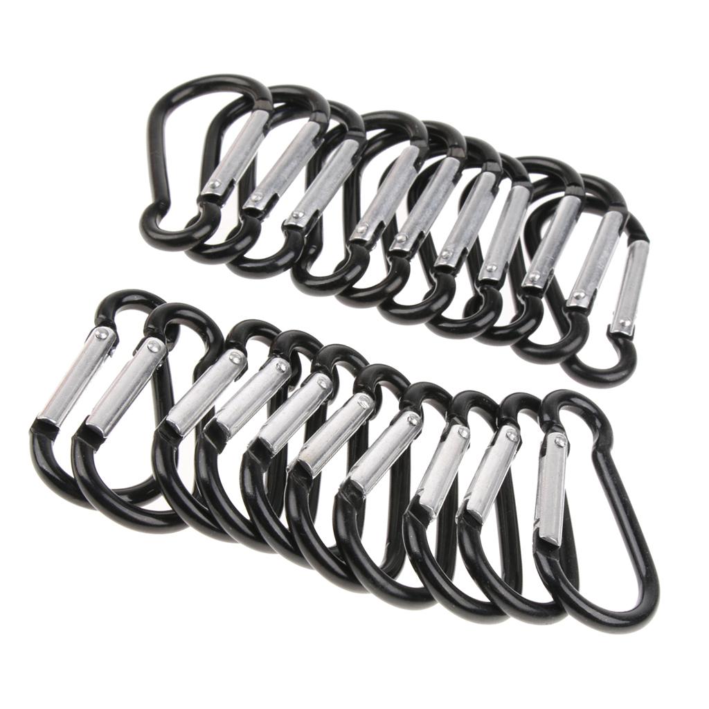 Outdoor Aluminum D-Ring Carabiner Camping Keychain Clip Snap Hook Black