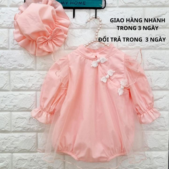 Body Lồng váy Cổ Tàu Bé Gái 3-13kg Tặng kèm nón