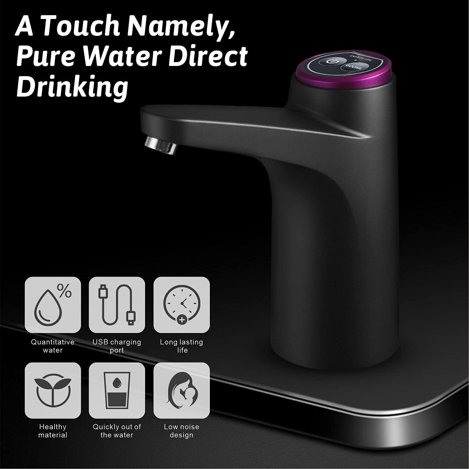 Bơm chai nước - Công tắc nước uống USB có thể sạc lại, tại nhà bếp làm đẹp Chai nước hiến tặng nước cho máy bơm nước uống Universal gallon (màu đen)