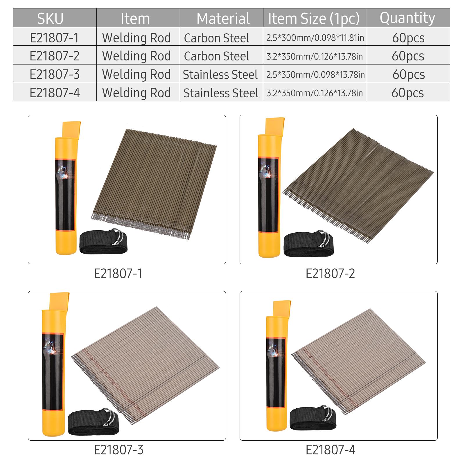 60 PCS Welding Rod Set General 3.2x350mm Stainless Steel Electrode Welding Rod for Welding Work Welding Cutting Accessories with Storage Can