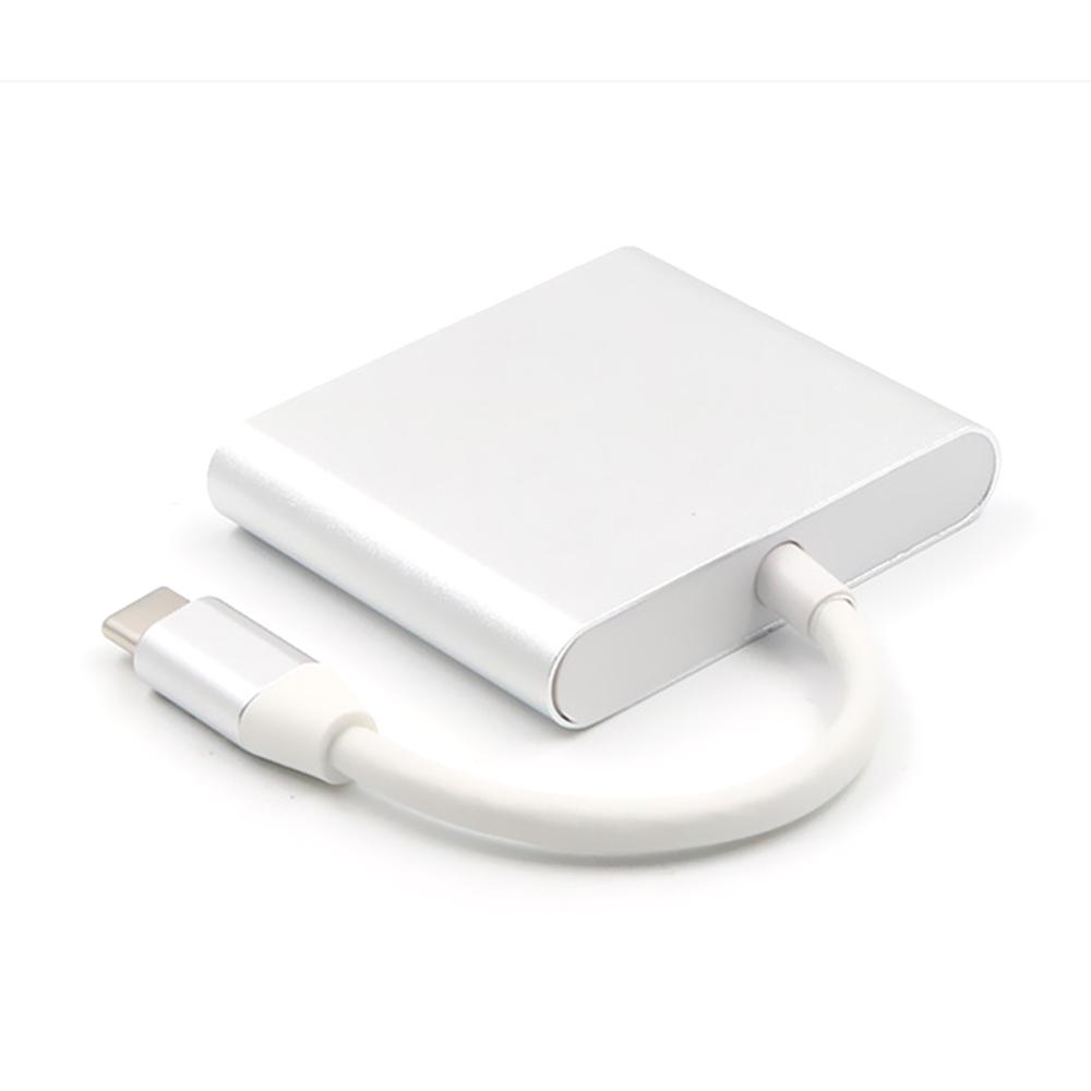 USB3.1 Type-C sang Giao diện đa phương tiện độ nét cao Bộ chuyển đổi 4k 3 cổng Thiết bị chuyển đổi Cáp hỗ trợ Tương thích cho - Bạc