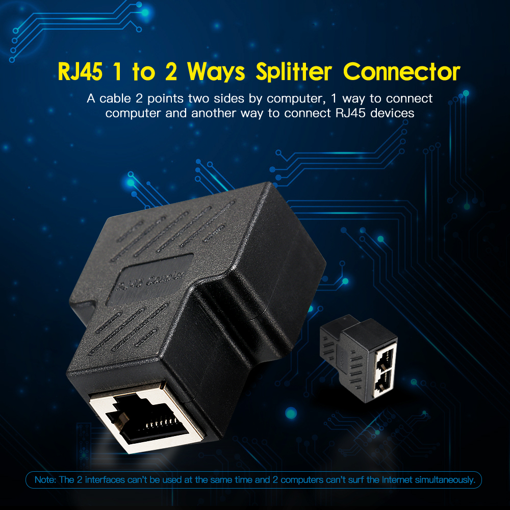 Đầu Nối Chuyển Đổi LAN Ethernet RJ45 1 Đến 2 Cổng Female Cho Cat 5 / Cat 6 / Cat 7