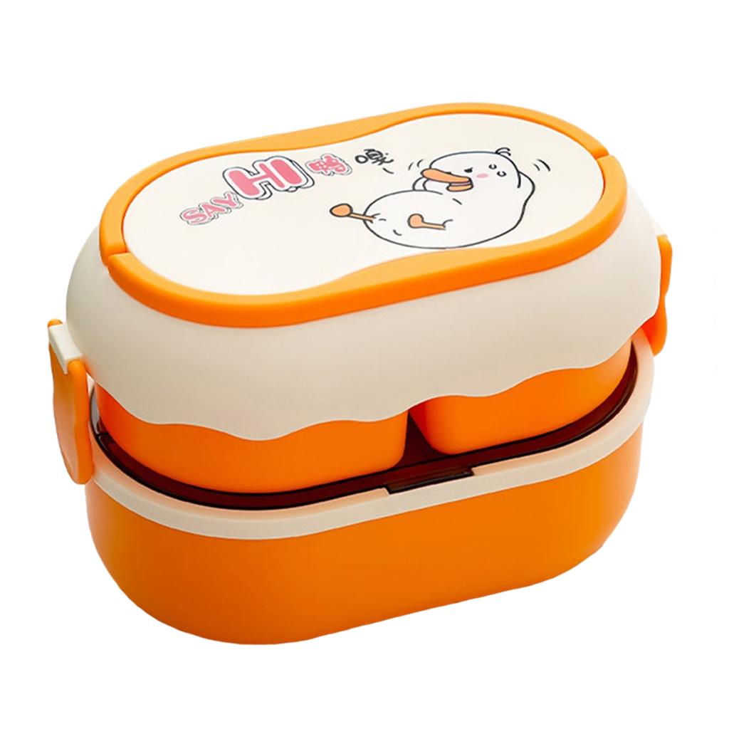 2 Tier Portable Lunch Box Leakproof Bento Box for Kids Picnic Brown