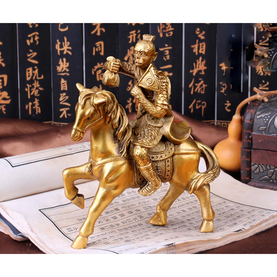 Tượng con khỉ cưỡi ngựa Mã Thượng Phong Hầu bằng đồng thau cỡ trung