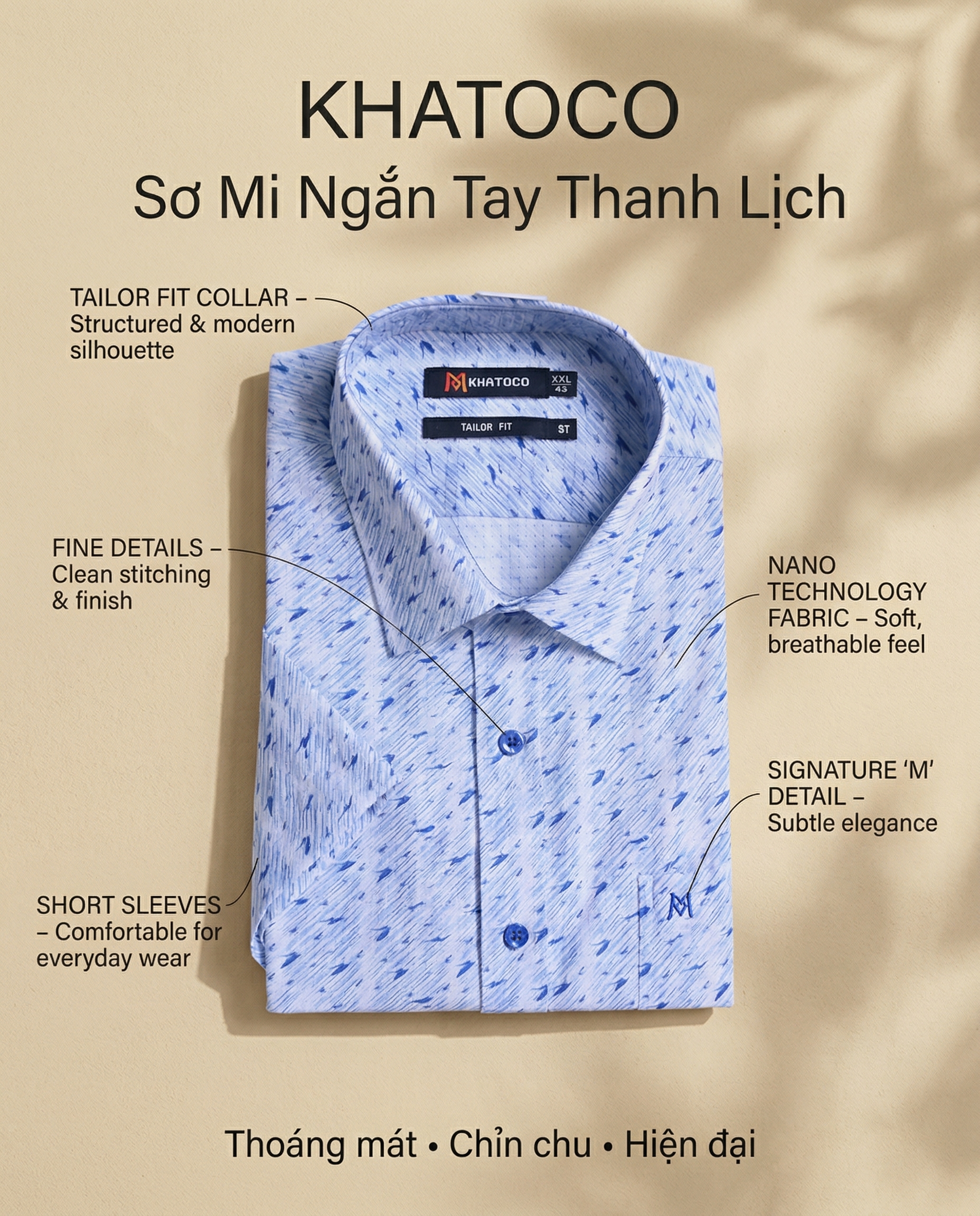Áo sơ mi tay ngắn Khatoco Sale 430K ( GIÁ TEM 538K) (S-2XL)