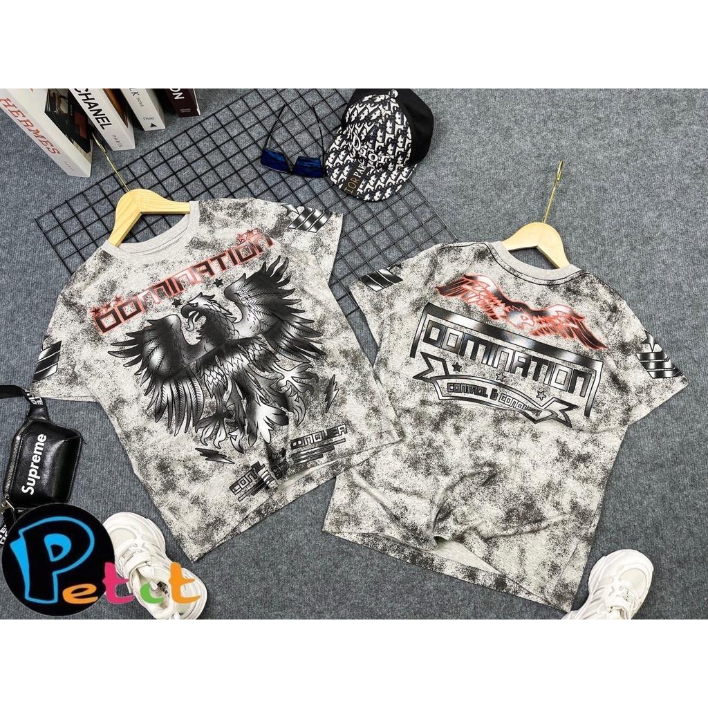 Áo thun cho bé trai phối đồ đẹp ngầu size 35-65kg chất cotton mềm mát mẫu in nhũ