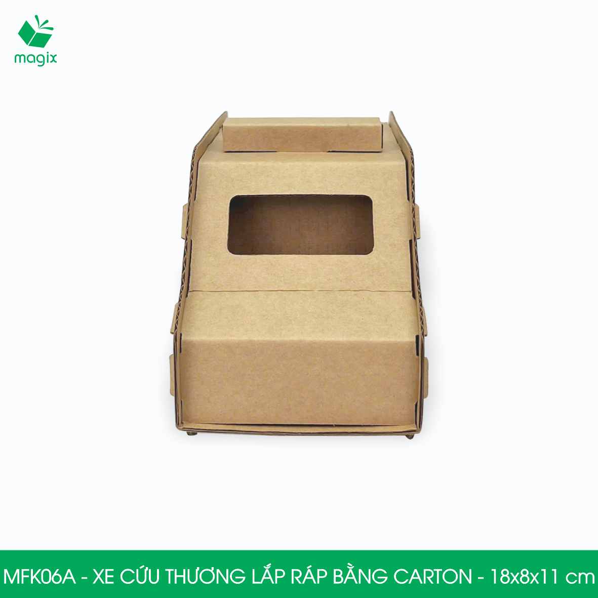 MFK06A - Xe cứu thương carton - 18x8x11 cm - Đồ chơi lắp ráp mô hình từ bìa carton cứng cao cấp