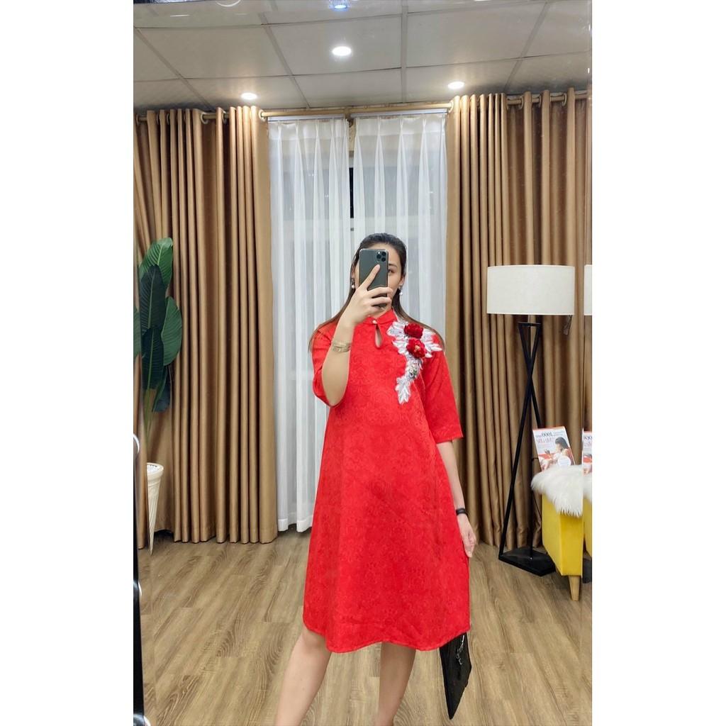 Váy Bầu Xinh dáng cách tân chất gấm 45-70kg