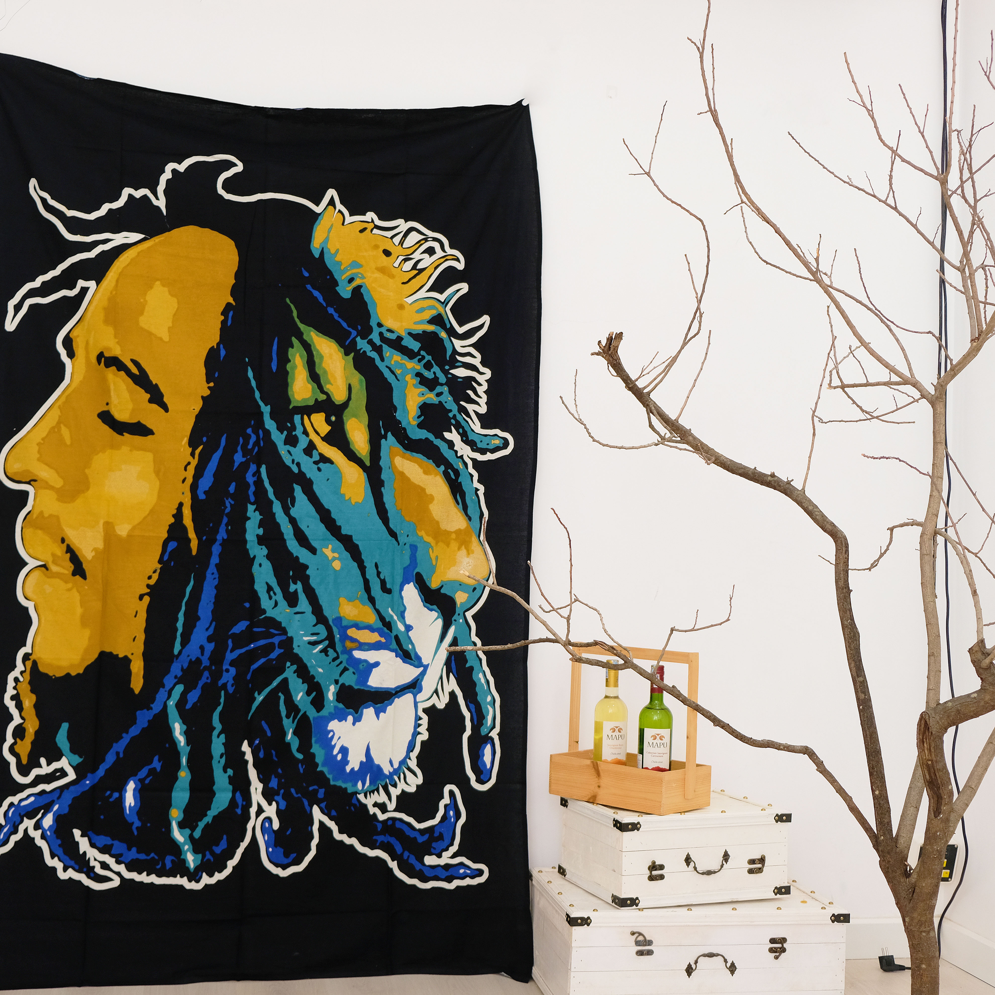 Khăn treo tường hình Bob Marley trang trí size 140cm x 220cm 100% cotton Ấn Độ