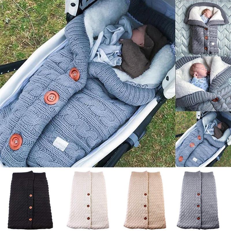 Túi Ngủ Cho Bé Bao Da Mùa Đông Trẻ Em Sleepsack Footmuff Cho Xe Đẩy Dệt Kim Ngủ Tất Sơ Sinh Đầm Len Dệt Kim Slaapzak