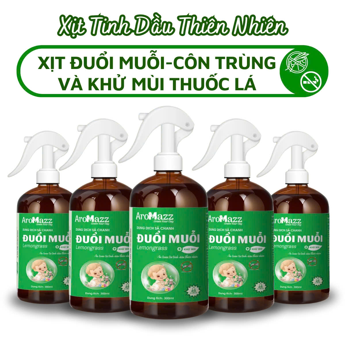 Xịt Đuổi Muỗi Sả Chanh Xịt Tinh Dầu Thiên Nhiên -Đuổi Muỗi Khử Mùi Đuổi Kiến Ba Khoang Côn Trùng Chai lớn 300ml