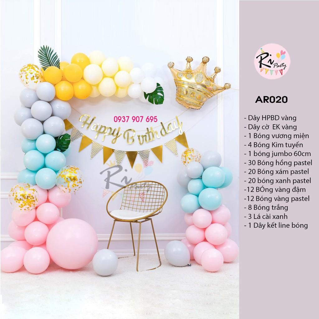 Set bóng trang trí sinh nhật tone pastel cho bé gái/ người lớn