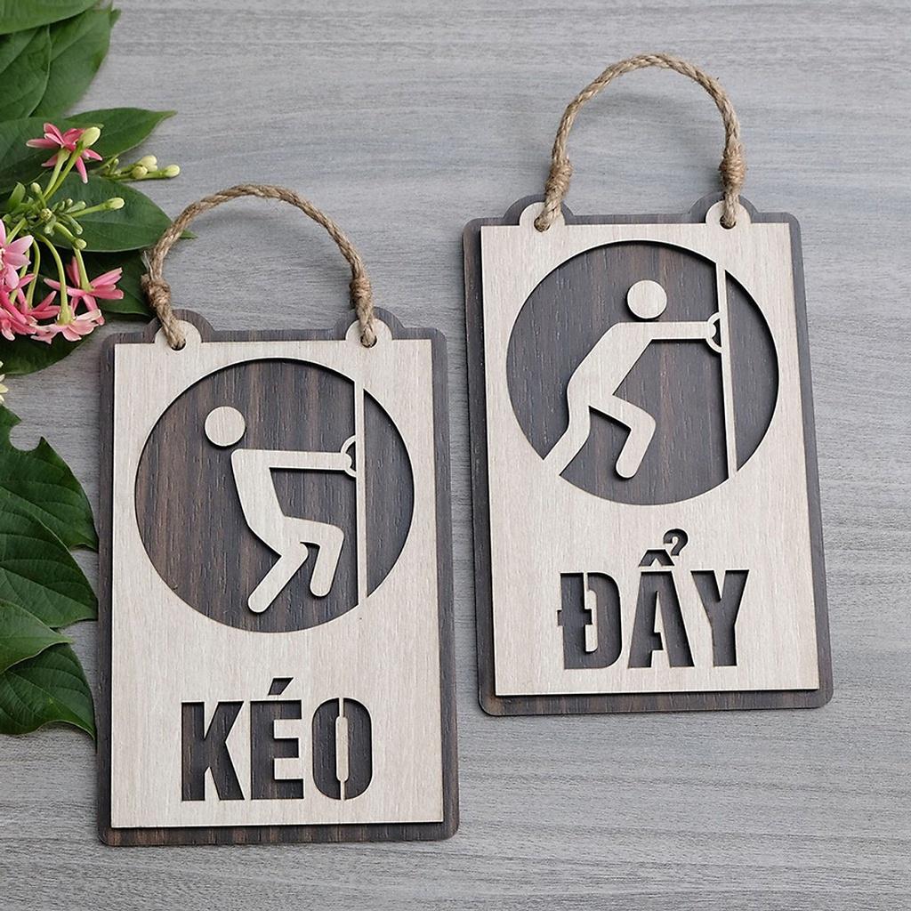 Tranh treo tường_ Bảng gỗ trang trí PULL PUSH