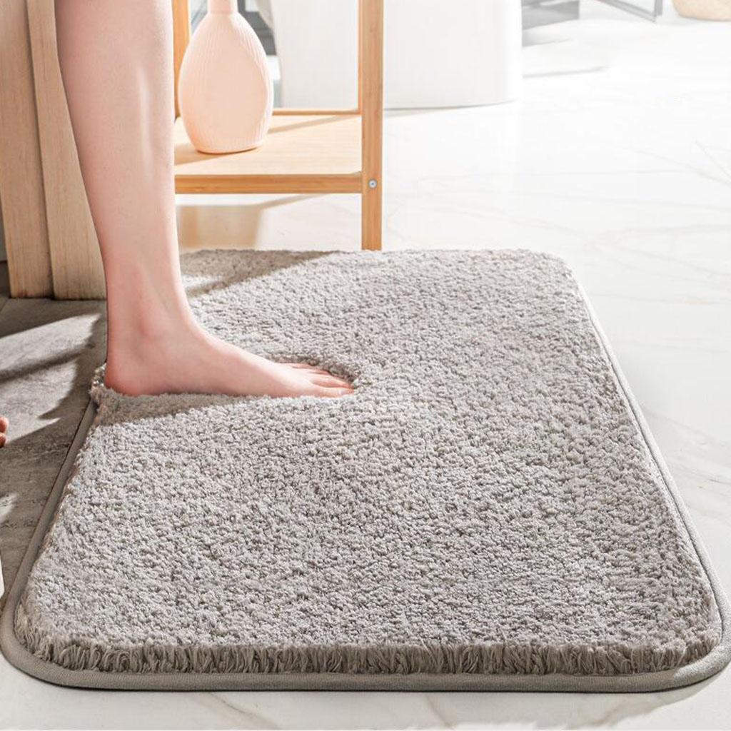 Soft Bathroom Rugs Water Absorbent Non Slip Bath Shower Mat Grey 40x60cm