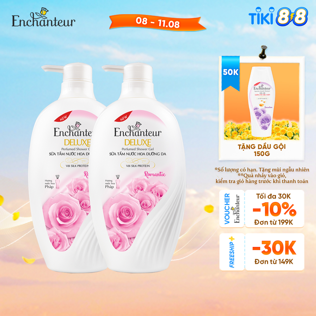 Combo 2 Sữa tắm hương nước hoa Enchanteur Romantic 650gr/ Chai