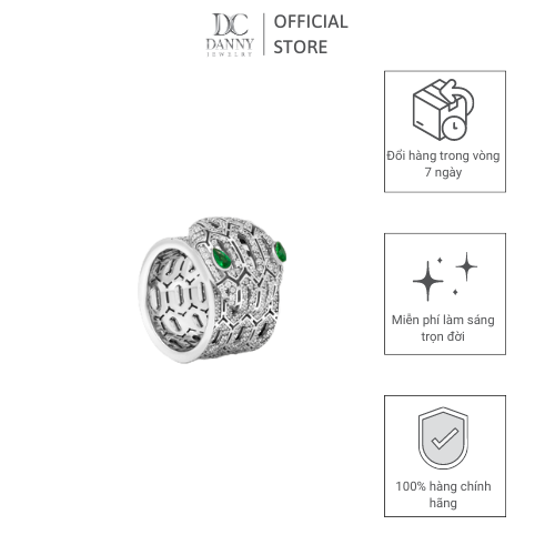 Nhẫn Danny Jewelry Bạc Thổ Nhĩ Kỳ Xi Rhodium Đính Đá CZ & Đá Zircon Biểu Tượng Rắn N0003TNK