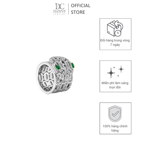 Nhẫn Danny Jewelry Bạc Thổ Nhĩ Kỳ Xi Rhodium Đính Đá CZ &amp; Đá Zircon Biểu Tượng Rắn N0003TNK