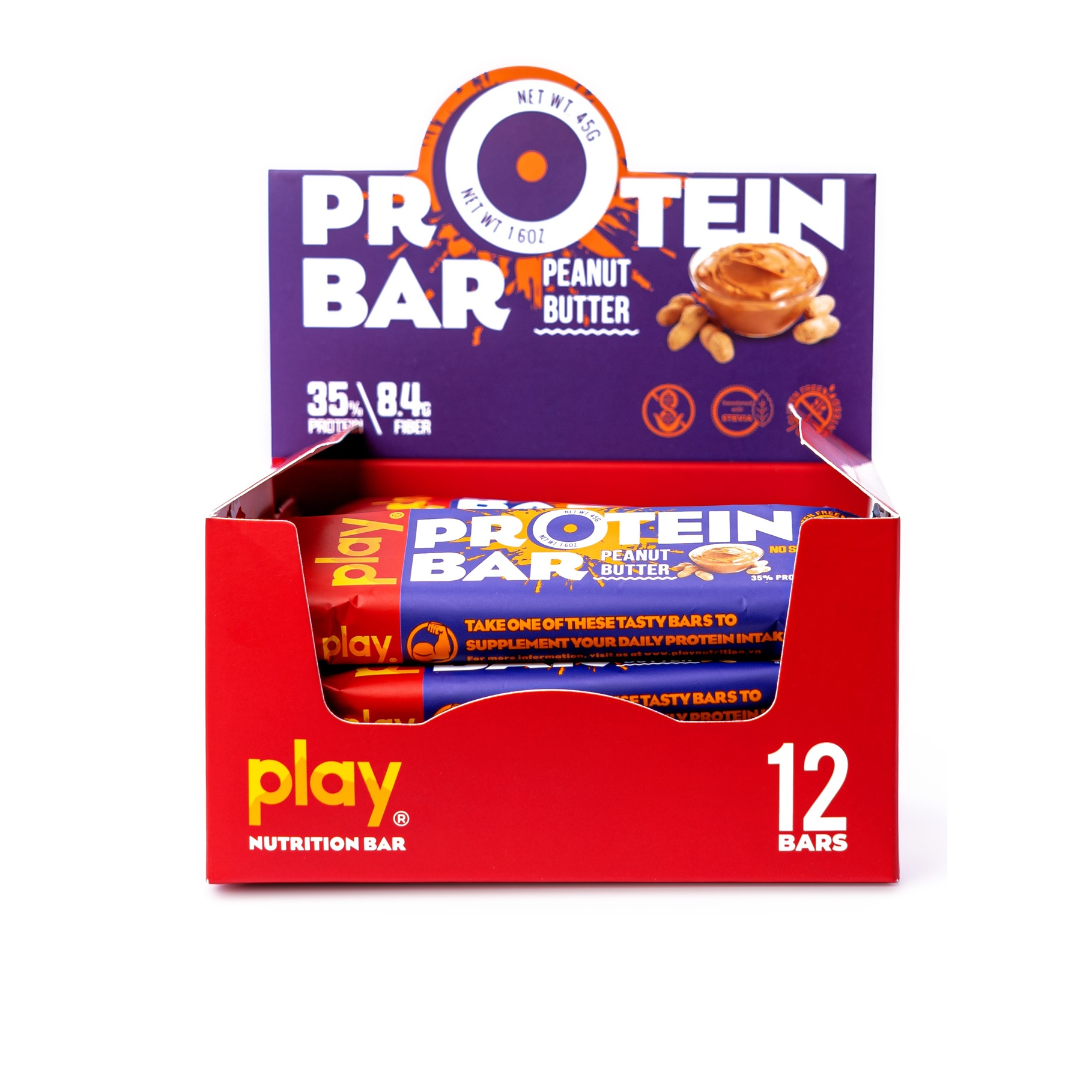 Hộp 12 Thanh Protein PLAY Vị Bơ Đậu Phộng