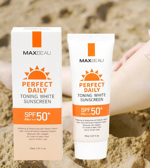 Kem Chống Nắng Dưỡng Trắng Da, Nâng Tone, Không Bết Dính MAXBEAU Toning White Sunscreen SPF 50 PA+++ Hàn Quốc 70ml