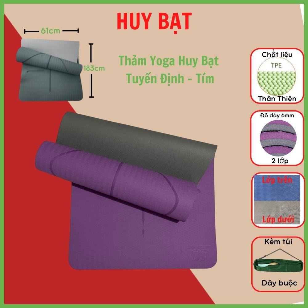 Thảm tập định tuyến chất liệu Tpe êm ái đàn hồi co giãn bám sàn tốt chống nước dễ vệ sinh kèm túi và dây buộc thảm – Dày 6MM – Tím