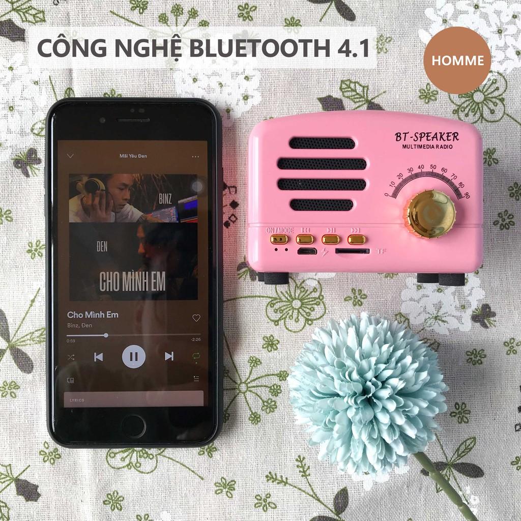 Loa Bluetooth mini cổ điển BT01 vân gỗ vintage decor phòng