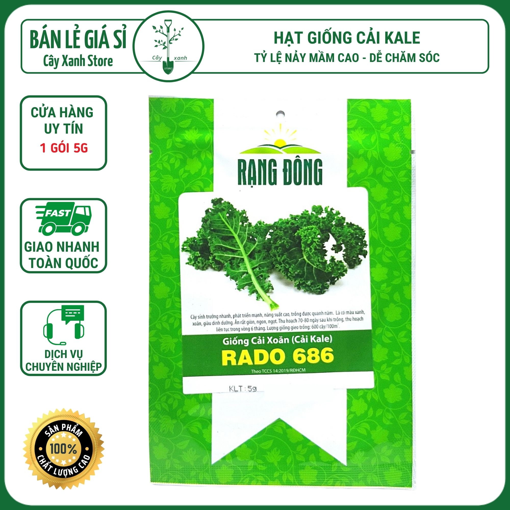 Hạt Giống Rau Cải Xoăn Kale - Trồng Hạt Giống Rau Củ Quả, Rau Sạch Bằng Đất Sạch, Xơ Dừa Và Phân Bón Hữu Cơ